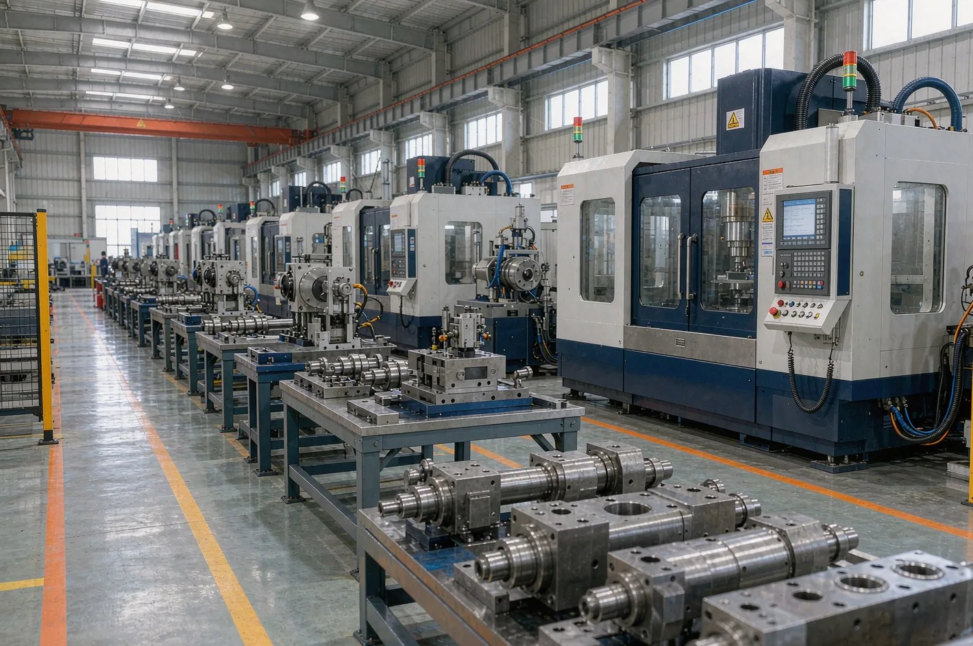 Machining line for frame components