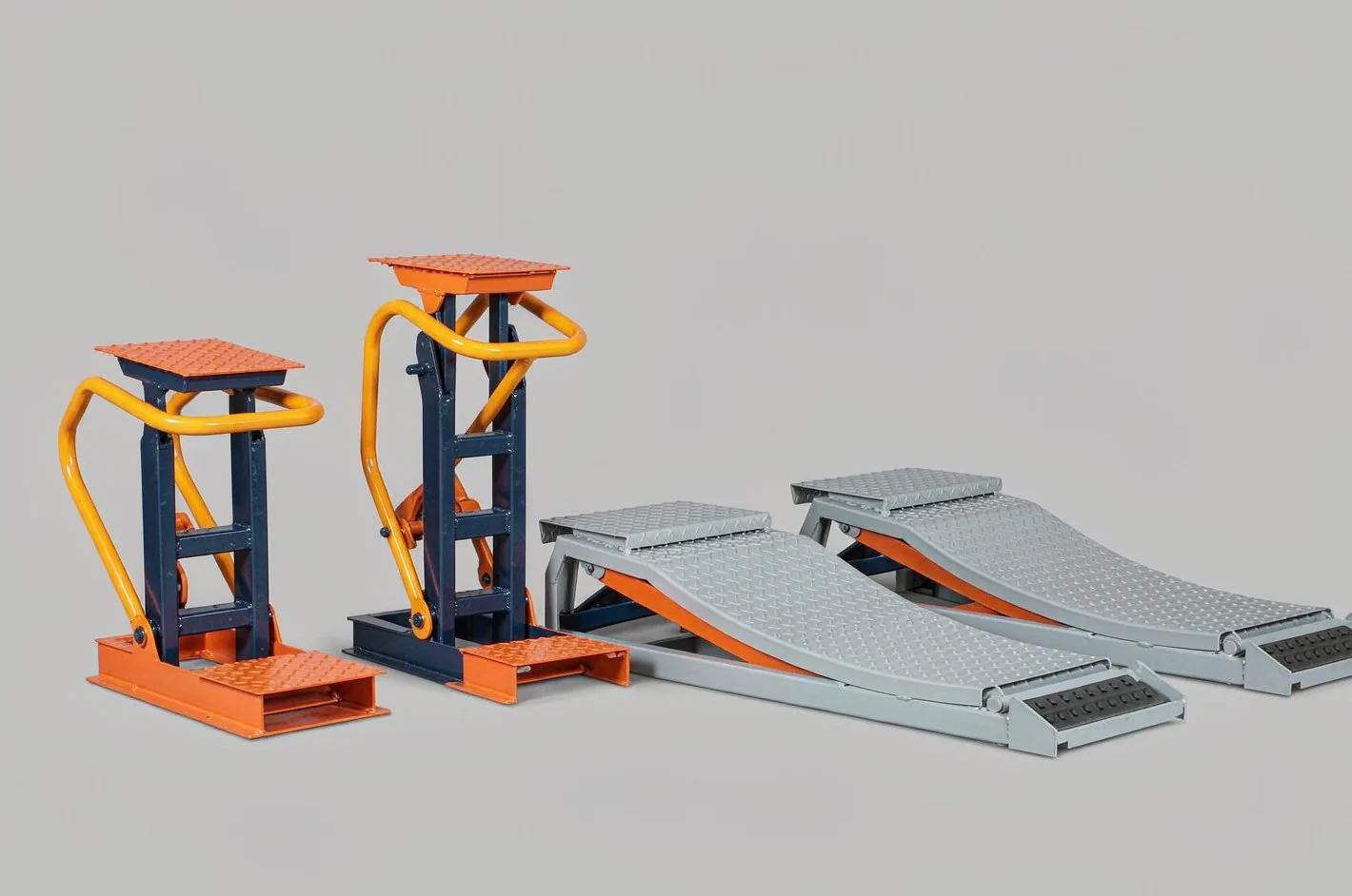 Jack stands and vehicle ramps for safe lifting support assortments